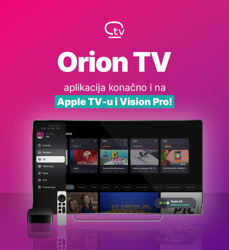 Orion TV aplikacija na Apple TV-u i Vision Pro! - Orion telekom Vesti